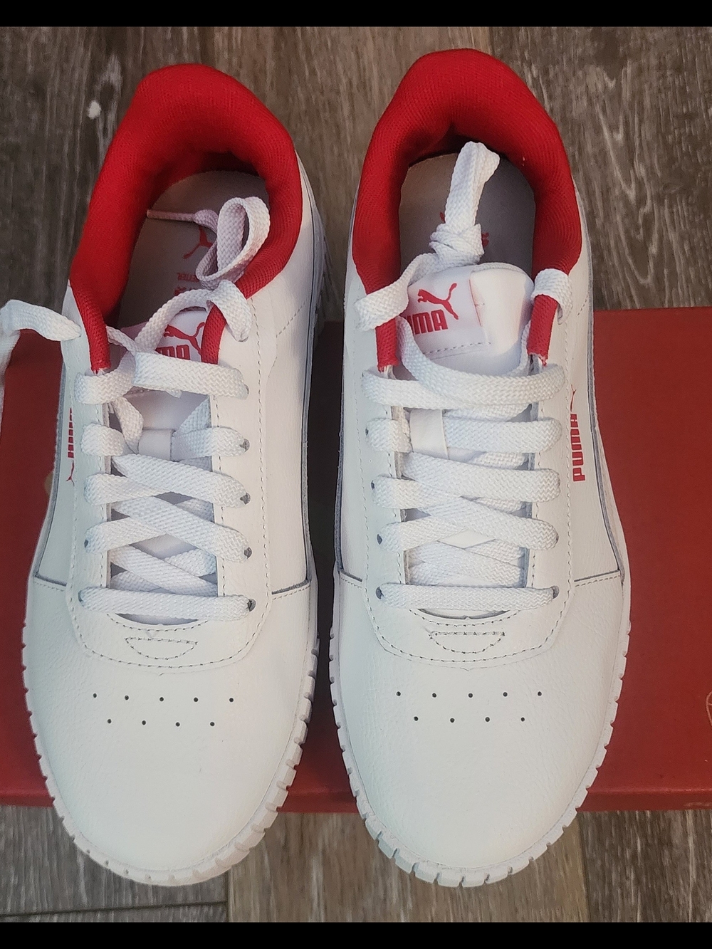 Puma Women’s White and Red Low-Top Sneakers